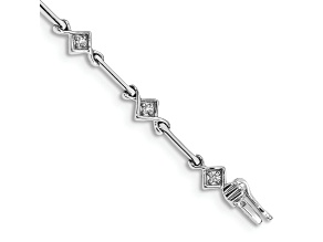 Rhodium Over 14k White Gold Diamond Link Bracelet