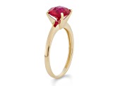 Round Lab Created Ruby 10K Yellow Gold Ring 2.20ctw