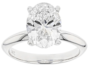 Picture of 14K White Gold Oval IGI Certified Lab Grown Diamond Solitaire Ring 3.0ct, F Color/VS2 Clarity