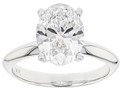 14K White Gold Oval IGI Certified Lab Grown Diamond Solitaire Ring 3.0ct, F Color/VS2 Clarity