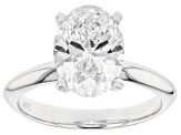 14K White Gold Oval IGI Certified Lab Grown Diamond Solitaire Ring 3.0ct, F Color/VS2 Clarity