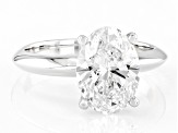 14K White Gold Oval IGI Certified Lab Grown Diamond Solitaire Ring 3.0ct, F Color/VS2 Clarity