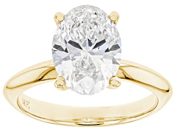 Picture of 14K Yellow Gold Oval IGI Certified Lab Grown Diamond Solitaire Ring 3.0ct, F Color/VS2 Clarity