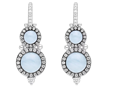 Judith Ripka 7mm Aquamarine & 1.0ctw Bella Luce® Rhodium Over Sterling Silver Dangle Earrings