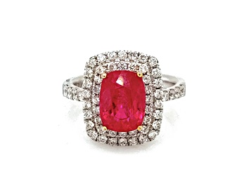 Picture of 3.28 Ctw Ruby and 0.98 Ctw White Diamond Ring in 14K 2-Tone