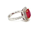 3.28 Ctw Ruby and 0.98 Ctw White Diamond Ring in 14K 2-Tone