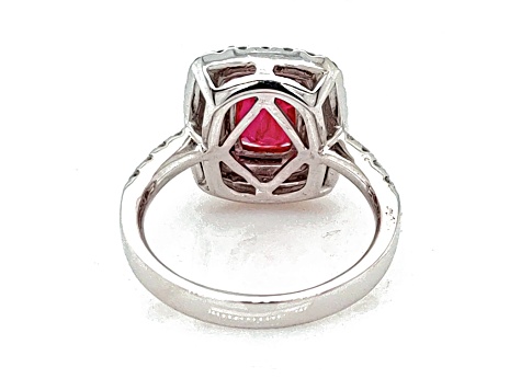 3.28 Ctw Ruby and 0.98 Ctw White Diamond Ring in 14K 2-Tone