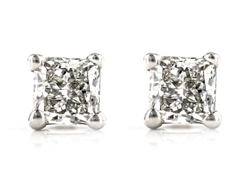 Picture of Princess Cut White Lab-Grown Diamond 14K White Gold Stud Earrings 0.25ctw