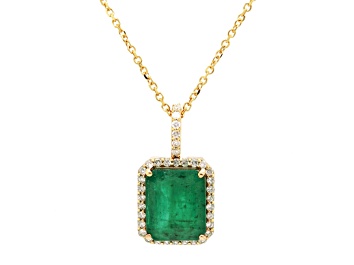 Picture of 5.04 Ctw Emerald and 0.27 Ctw White Diamond Pendant in 14K YG