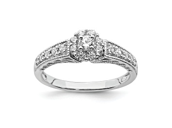 Picture of Rhodium Over 14K White Gold Diamond Cluster Engagement Ring 0.48ctw