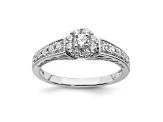 Rhodium Over 14K White Gold Diamond Cluster Engagement Ring 0.48ctw