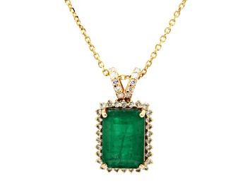 Picture of 4.85 Ctw Emerald and 0.30 Ctw White Diamond Pendant in 14K YG