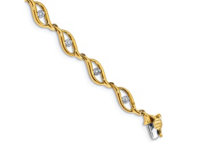 14k Yellow Gold and 14k White Gold with Rhodium over 14k Yellow Gold Diamond Link Bracelet