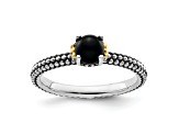 14K Yellow Gold Over Sterling Silver Stackable Expressions Onyx Antiqued Ring