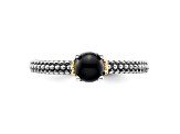 14K Yellow Gold Over Sterling Silver Stackable Expressions Onyx Antiqued Ring