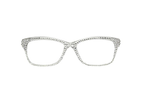 Silver Crystal Rectangular Frame Reading Glasses. Strength 1.50