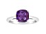8mm Square Cushion Amethyst Rhodium Over Sterling Silver Ring