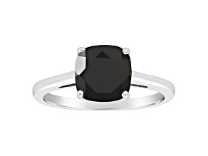 8mm Square Cushion Black Onyx Rhodium Over Sterling Silver Ring