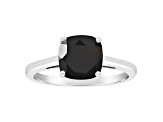 8mm Square Cushion Black Onyx Rhodium Over Sterling Silver Ring