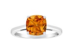 8mm Square Cushion Citrine Rhodium Over Sterling Silver Ring