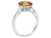 8mm Square Cushion Citrine Rhodium Over Sterling Silver Ring