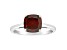 8mm Square Cushion Garnet Rhodium Over Sterling Silver Ring