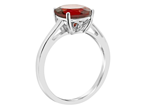 8mm Square Cushion Garnet Rhodium Over Sterling Silver Ring