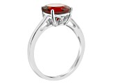 8mm Square Cushion Garnet Rhodium Over Sterling Silver Ring