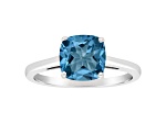 8mm Square Cushion London Blue Topaz Rhodium Over Sterling Silver Ring