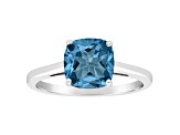 8mm Square Cushion London Blue Topaz Rhodium Over Sterling Silver Ring