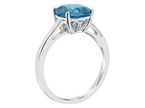 8mm Square Cushion London Blue Topaz Rhodium Over Sterling Silver Ring