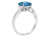 8mm Square Cushion London Blue Topaz Rhodium Over Sterling Silver Ring