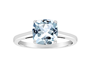8mm Square Cushion Sky Blue Topaz Rhodium Over Sterling Silver Ring