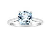 8mm Square Cushion Sky Blue Topaz Rhodium Over Sterling Silver Ring