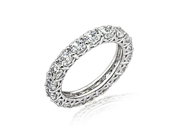 White Cubic Zirconia Platinum Over Sterling Silver Asscher Cut Ring 4.75ctw