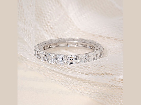 White Cubic Zirconia Platinum Over Sterling Silver Asscher Cut Ring 4.75ctw