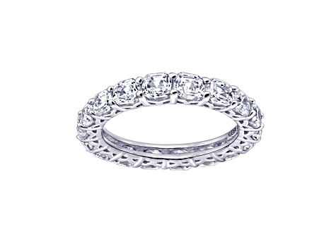 White Cubic Zirconia Platinum Over Sterling Silver Asscher Cut Ring 4.75ctw
