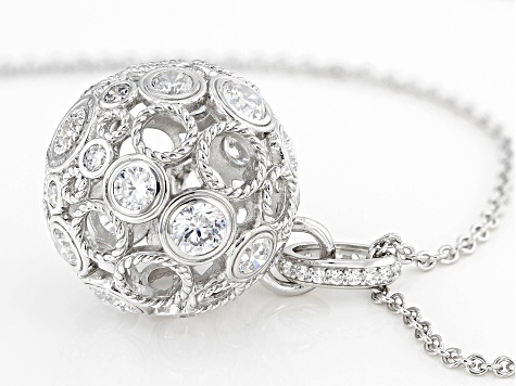 Judith Ripka 10.80ctw Bella Luce® Diamond Simulant Rhodium Over Sterling Silver Sphere Necklace