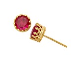 Red Lab Created Ruby 14K Yellow Gold Over Sterling Silver Stud Earrings 2.00ctw