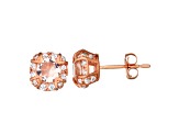 Peach Morganite Simulant 10K Rose Gold Stud Earrings 1.00ctw