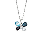 White Diamond Accent and Multi Gemstone 10K White Gold Butterfly Pendant 2.17ctw