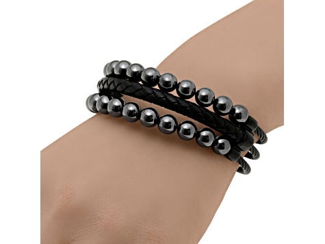 Hematite Stainless Steel Bangle Bracelet