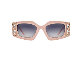 Beige Crystal Rectangular Frame Sunglasses