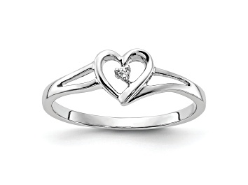 Picture of Rhodium Over 14K White First Promise Heart Diamond Promise/Engagement Ring 0.01ctw