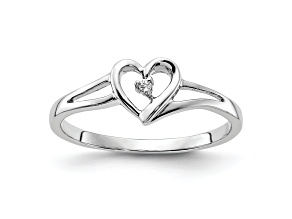 Rhodium Over 14K White First Promise Heart Diamond Promise/Engagement Ring 0.01ctw