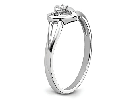 Rhodium Over 14K White First Promise Heart Diamond Promise/Engagement Ring 0.01ctw