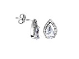 White Lab Created Sapphire Rhodium Over Sterling Silver Earrings and Pendant w/Chain Set 2.42ctw