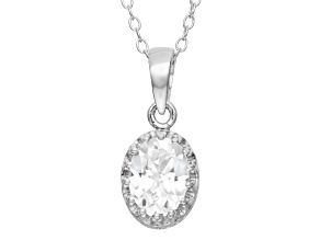 White Lab Created Sapphire Sterling Silver Pendant with Chain 1.45ct