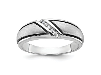 Picture of Rhodium Over 10K White Gold with Black Rhodium Men's Polished and Satin A Diamond Ring 0.07ctw