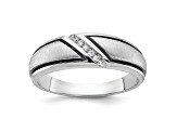 Rhodium Over 10K White Gold with Black Rhodium Men's Polished and Satin A Diamond Ring 0.07ctw